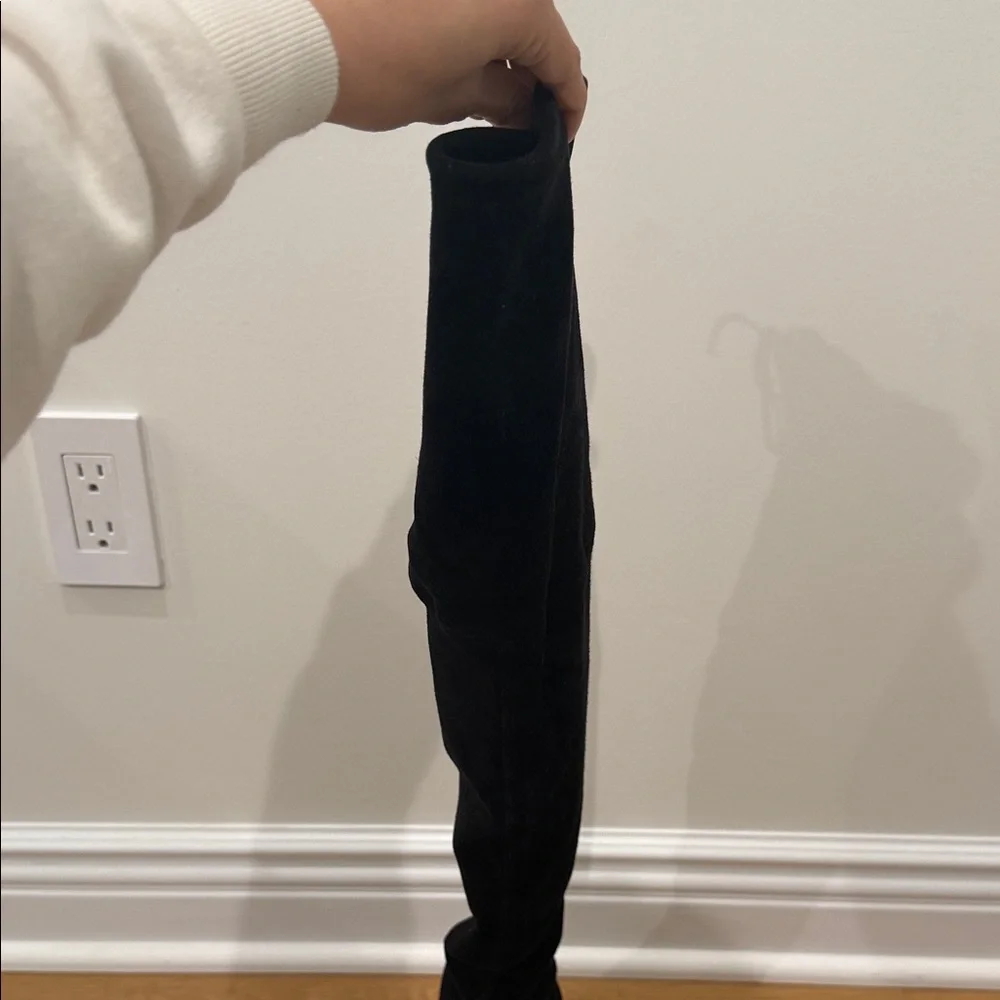 Stuart Weitzman Elegant Black Suede Highland Over-the-Knee Boots